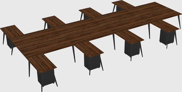 Shared l-shaped office desk system