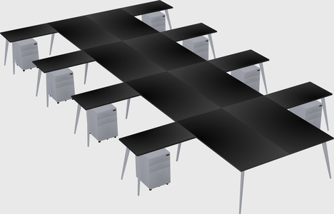 Shared l-shaped office desk system