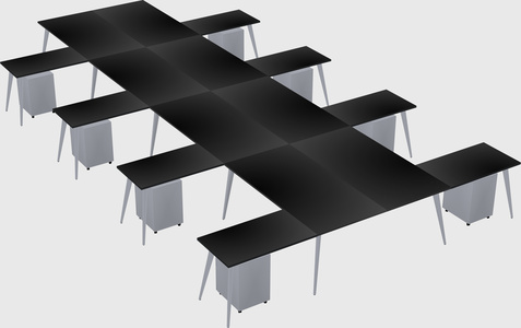 Shared l-shaped office desk system