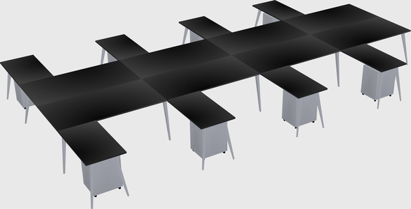 Shared l-shaped office desk system