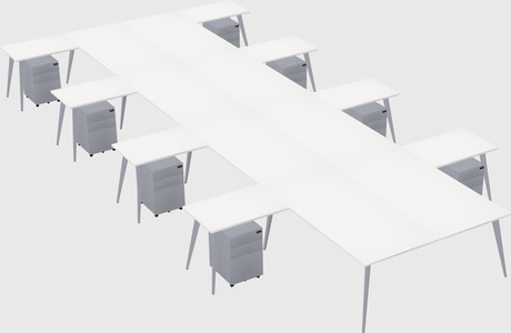 Shared l-shaped office desk system
