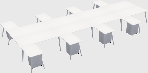 Shared l-shaped office desk system