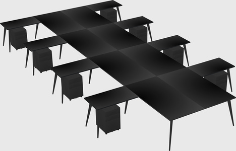 Shared l-shaped office desk system