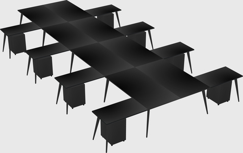 Shared l-shaped office desk system