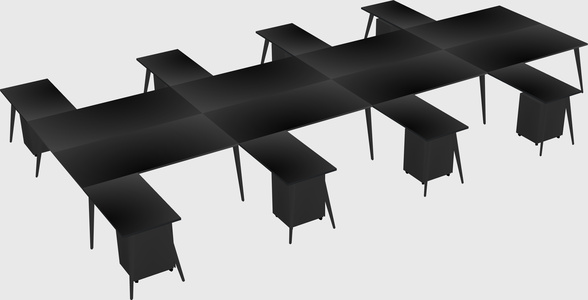 Shared l-shaped office desk system
