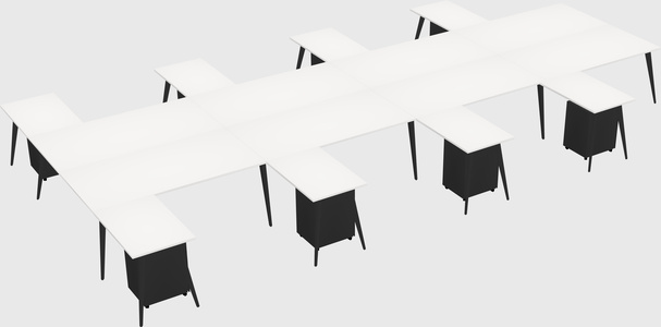 Shared l-shaped office desk system