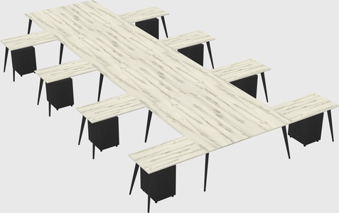 Shared l-shaped office desk system