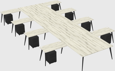 Shared l-shaped office desk system