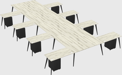 Shared l-shaped office desk system