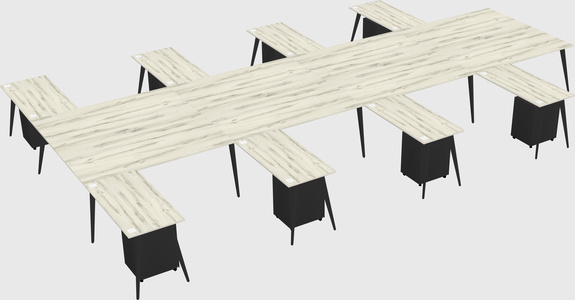Shared l-shaped office desk system