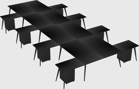 Shared l-shaped office desk system