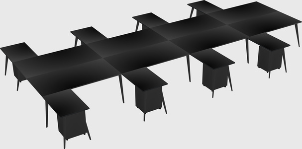 Shared l-shaped office desk system