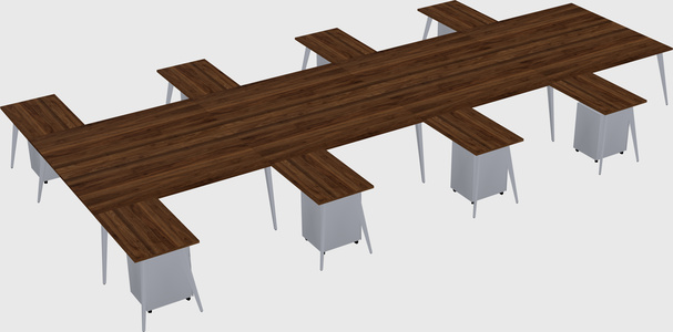 Shared l-shaped office desk system