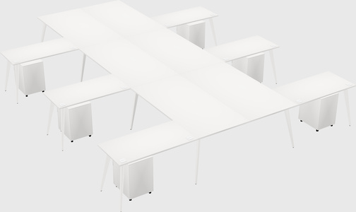 Shared l-shaped office desk system