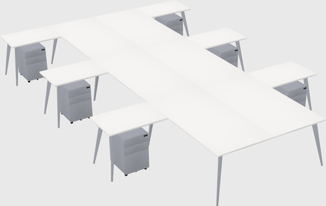 Shared l-shaped office desk system