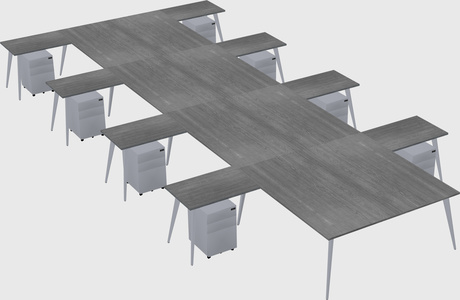 Shared l-shaped office desk system