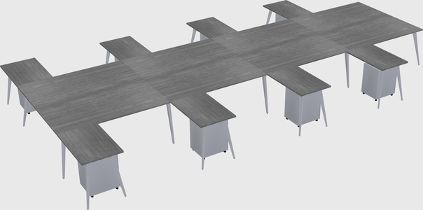 Shared l-shaped office desk system