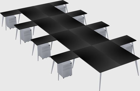 Shared l-shaped office desk system