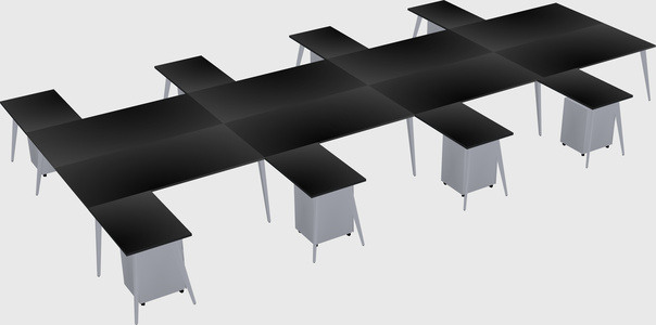 Shared l-shaped office desk system