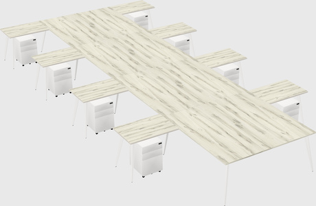Shared l-shaped office desk system
