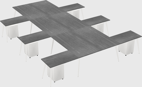Shared l-shaped office desk system