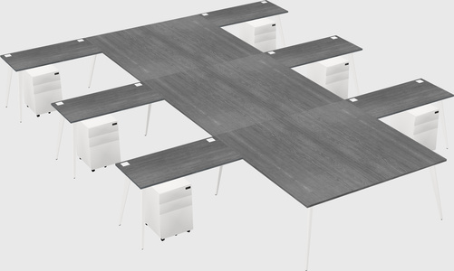 Shared l-shaped office desk system