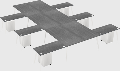 Shared l-shaped office desk system