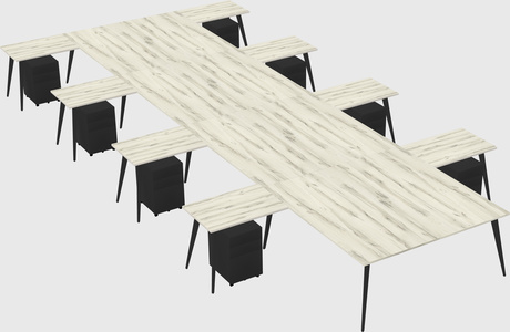 Shared l-shaped office desk system