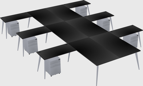 Shared l-shaped office desk system