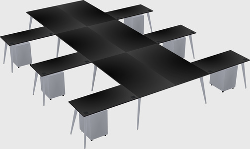 Shared l-shaped office desk system