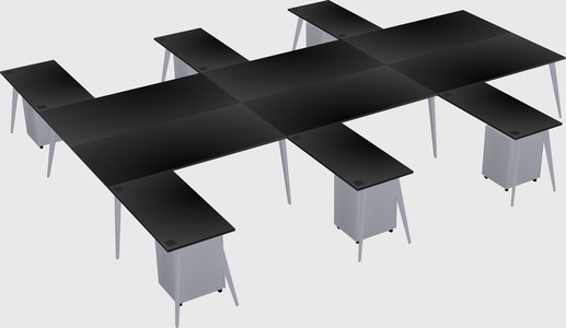 Shared l-shaped office desk system