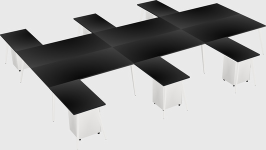 Shared l-shaped office desk system