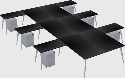 Shared l-shaped office desk system