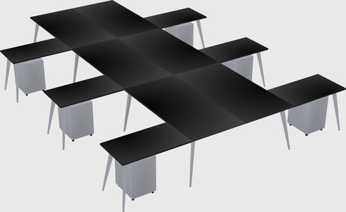 Shared l-shaped office desk system