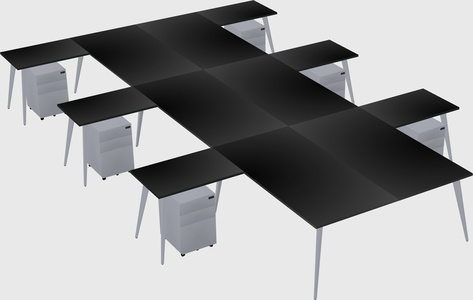 Shared l-shaped office desk system