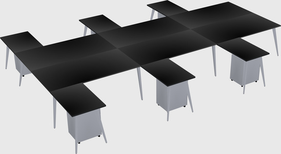 Shared l-shaped office desk system