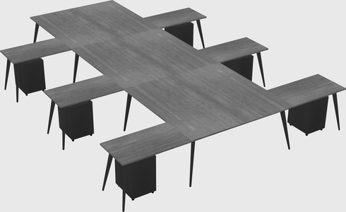 Shared l-shaped office desk system