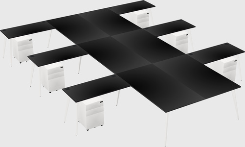 Shared l-shaped office desk system