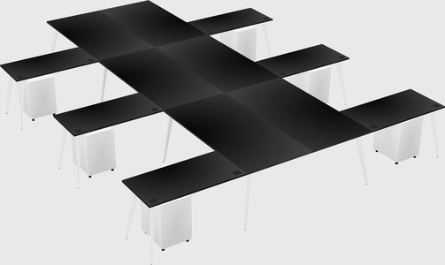 Shared l-shaped office desk system