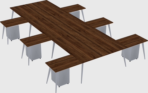 Shared l-shaped office desk system