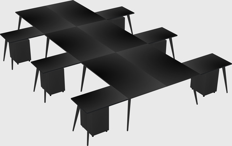Shared l-shaped office desk system