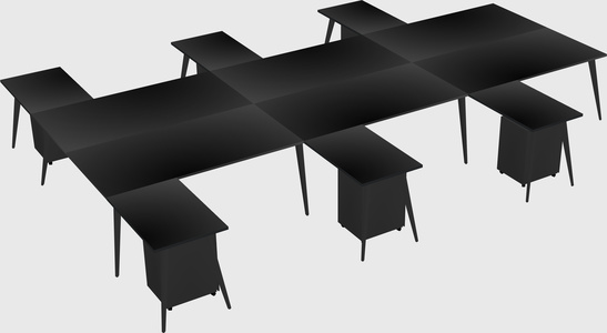 Shared l-shaped office desk system