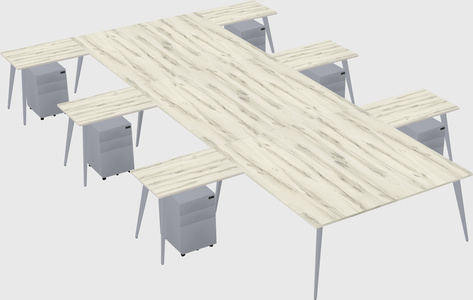 Shared l-shaped office desk system