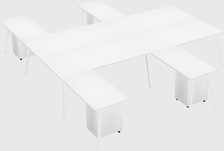 Shared l-shaped office desk system