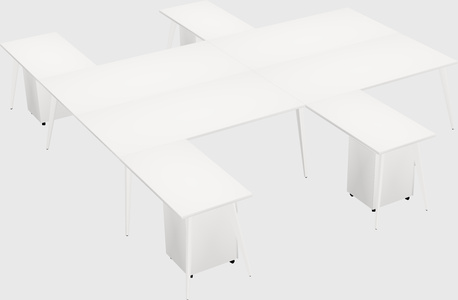 Shared l-shaped office desk system