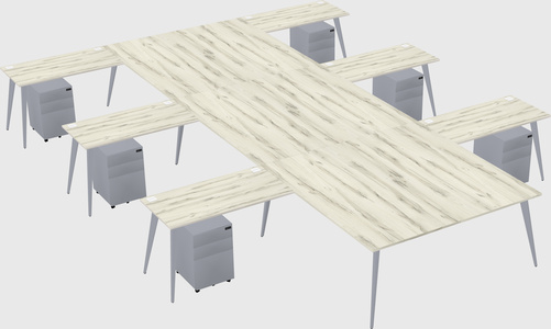 Shared l-shaped office desk system