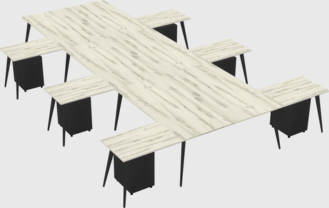 Shared l-shaped office desk system