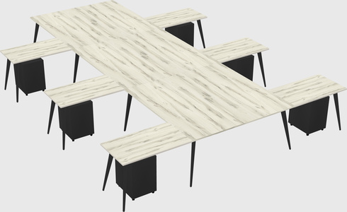 Shared l-shaped office desk system