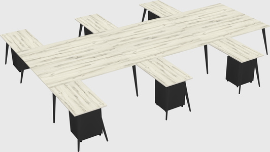 Shared l-shaped office desk system