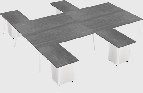 Shared l-shaped office desk system